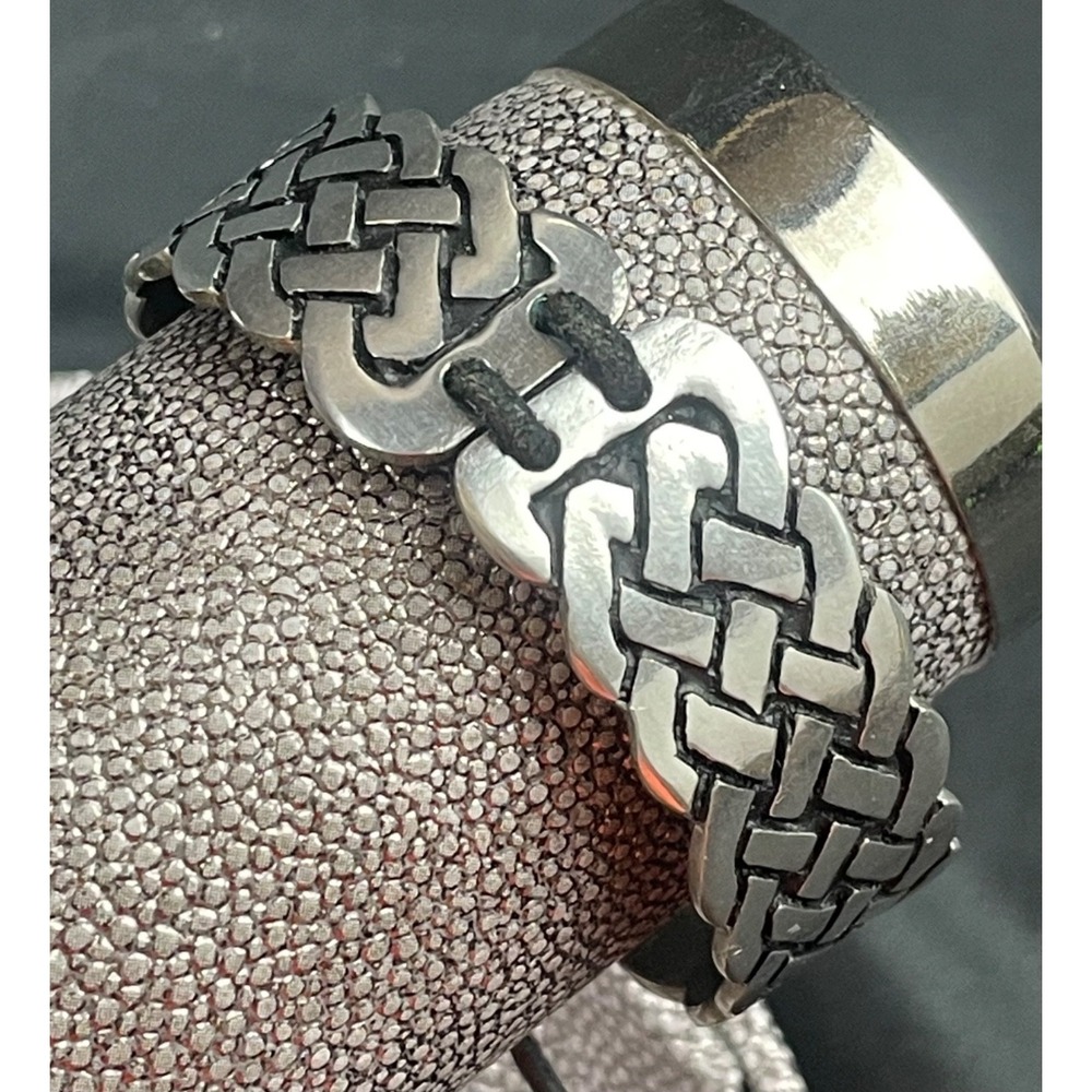 St. Justin Cornish Pewter Celtic Basketweave Knotwork Adjustable Cuff Bracelet